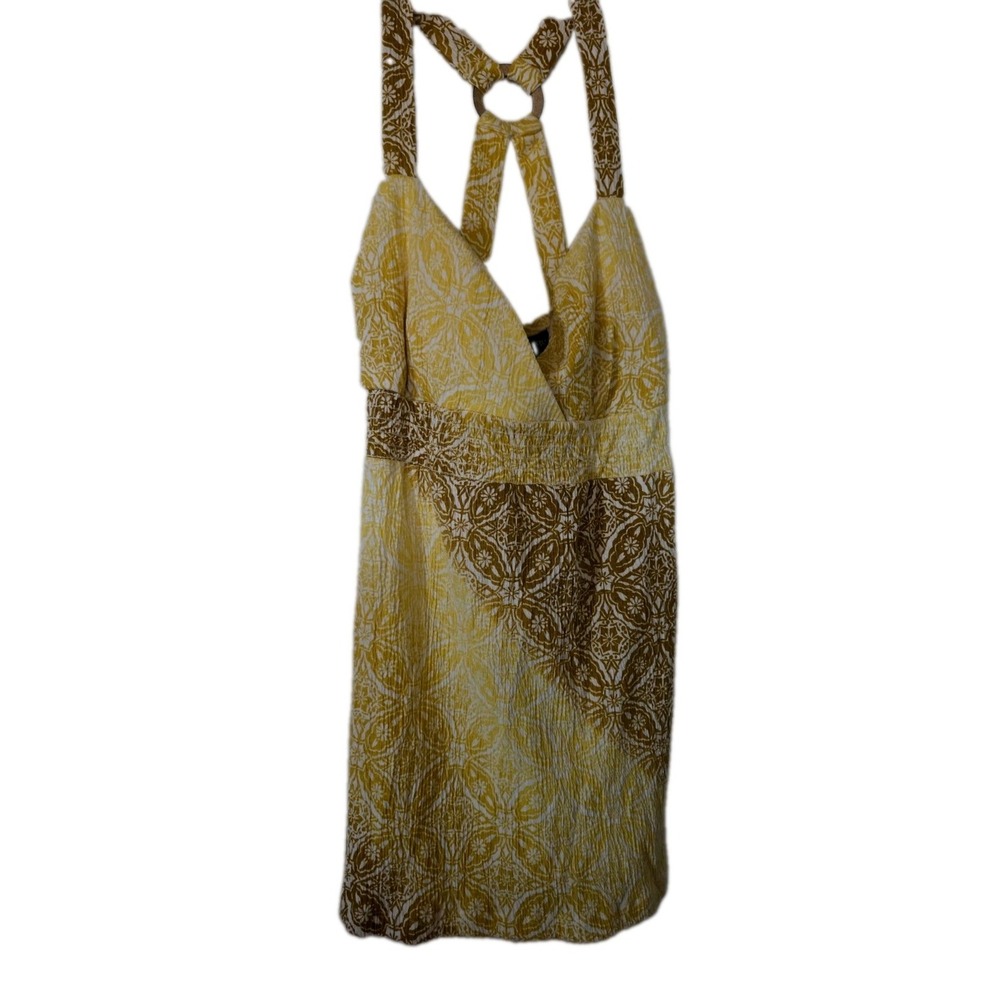 Self Esteem Women's Top Size Small Yellow Brown White Floral Boho Sundress Y2K